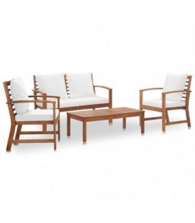 vidaXL 4 Piece Garden Lounge Set with Cushions Solid Wood Acacia