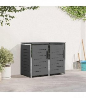 vidaXL Wheelie Bin Storage for 2 Bins 240L Stainless Steel Anthracite