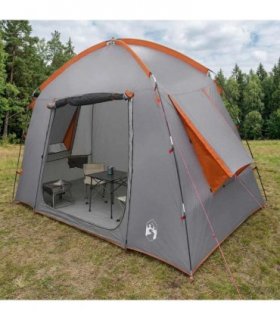 vidaXL Cabin Tent Grey and Orange 210 x 210 x 138 cm Polyester