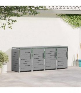 vidaXL Wheelie Bin Storage for 4 Bins 240L Stainless Steel Grey