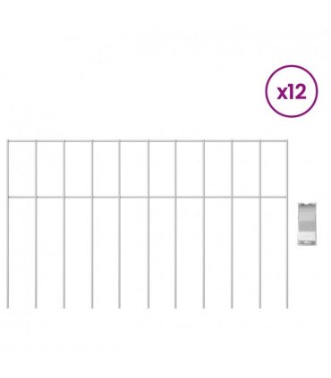 vidaXL Garden Fence Panel 12 pcs Galvanised Steel Silver