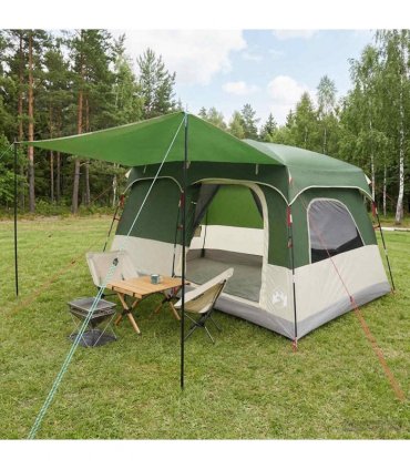 vidaXL Family Tent with Roof Green 320 x 210 x 180 cm Polyester
