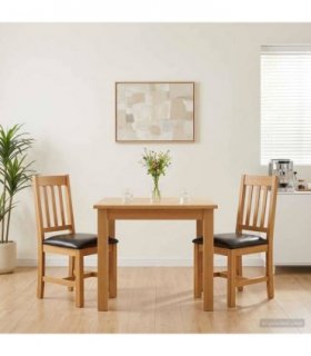 vidaXL Dining Chair VENLO 2 pcs Solid Oak Wood Black 45 x 53 x 92 cm