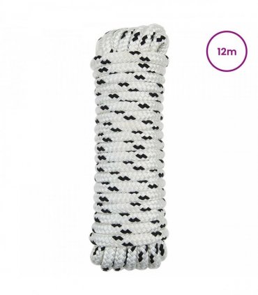 vidaXL Boat Rope 12 m 1.2 White and Black Polyester