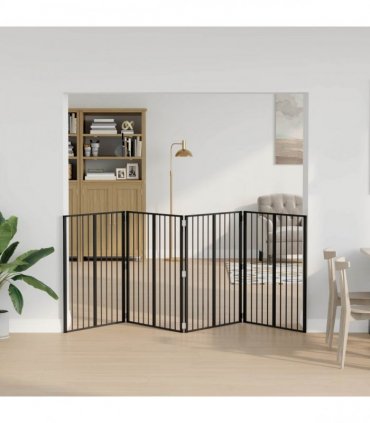vidaXL Dog Gate 4 pcs Black 80 x 100 cm Galvanised Steel