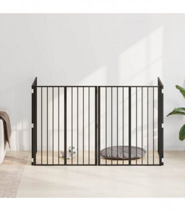 vidaXL Dog Gate 4 pcs Black 80 x 100 cm Galvanised Steel