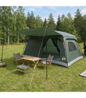vidaXL Family Tent Army Green 420 x 305 x 200 cm Polyester and Steel