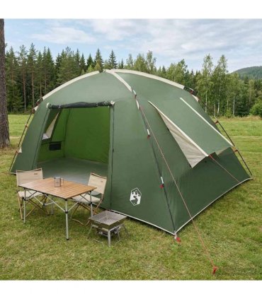 vidaXL Cabin Tent with Roof Green 400 x 210 x 180 cm Polyester