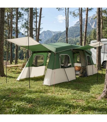 vidaXL Instant Tent with Rainfly Water-Resistant 3-Person Green