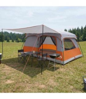 vidaXL Family Tent with Roof Grey and Orange 500 x 400 x 230 cm