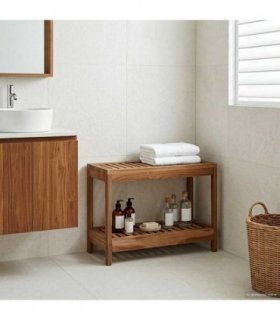 vidaXL Bathroom Side Table Natural 60 x 30 x 45 cm Solid Teak Wood