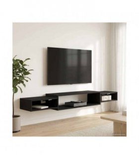 vidaXL Wall-mounted TV Cabinet Wall-Mounted Black Oak 180 x 28 x 21 cm
