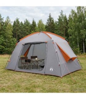 vidaXL Cabin Tent Grey and Orange 300 x 210 x 156 cm Polyester