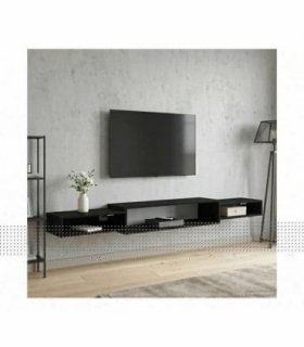 vidaXL Wall-mounted TV Cabinet Wall-Mounted Black Oak 220 x 28 x 21 cm