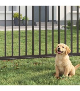 vidaXL Garden Fence Panel 24 pcs Galvanised Steel Silver