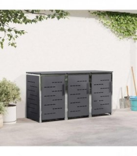 vidaXL Wheelie Bin Storage for 3 Bins 240L Stainless Steel Anthracite