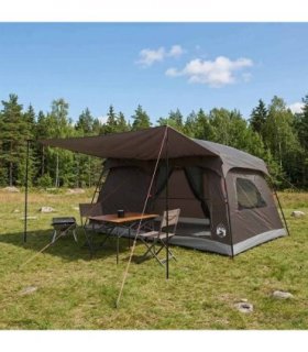 vidaXL Family Tent Brown Grey 420 x 305 x 200 cm Polyester and Steel