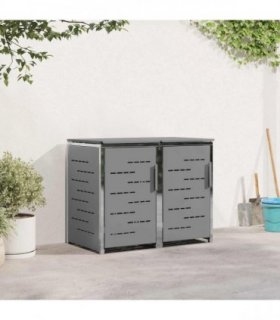vidaXL Wheelie Bin Storage for 2 Bins 240L Stainless Steel Grey