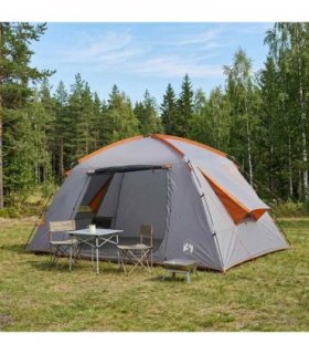 vidaXL Cabin Tent Grey and Orange 400 x 210 x 180 cm Polyester