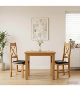 vidaXL Dining Chair 2 pcs Solid Oak Wood Black 45 x 54 x 105 cm