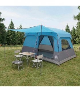 vidaXL Family Tent with Roof Blue 320 x 210 x 180 cm Polyester