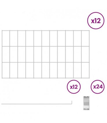 vidaXL Garden Fence with Stakes 12 pcs 55 x 30 cm Mesh Silver
