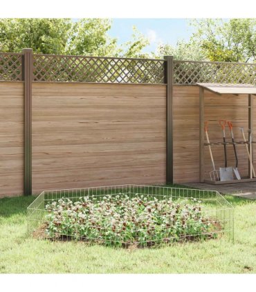 vidaXL Garden Fence with Stakes 12 pcs 55 x 30 cm Mesh Silver