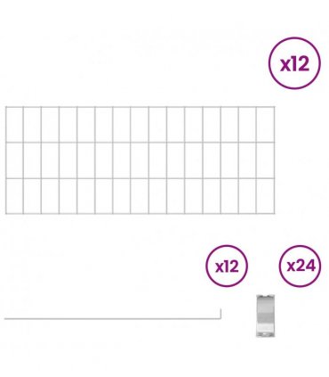 vidaXL Garden Fence with Stakes 12 pcs 75 x 30 cm Mesh Silver