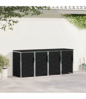 vidaXL Wheelie Bin Storage for 4 Bins 240L Stainless Steel Black