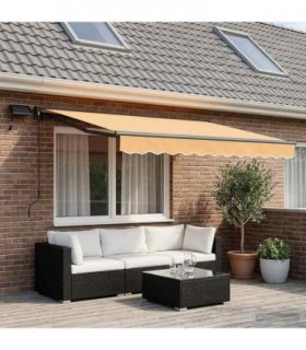 vidaXL Manual Awning Frame with LEDs Sand 3 x 2.5 m