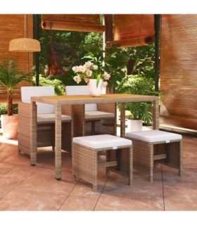 vidaXL Garden Dining Set | Beige, Cream White