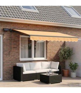 vidaXL Manual Awning Frame with LEDs Sand 3.5 x 2 m