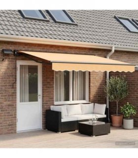 vidaXL Manual Awning Frame with LEDs Sand 4.5 x 3 m