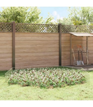 vidaXL Garden Fence with Stakes 12 pcs 35 x 30 cm Mesh Silver