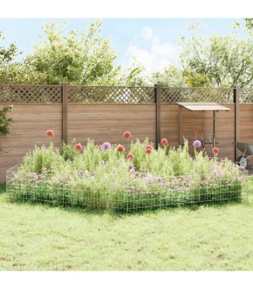 vidaXL Garden Fence with Stakes 24 pcs 55 x 50 cm Mesh Silver