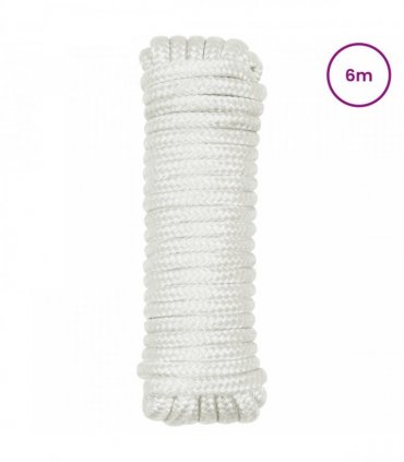 vidaXL Boat Rope 6 m 1 White Polyester