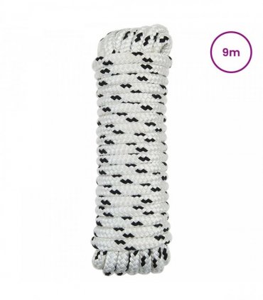 vidaXL Boat Rope 9 m 1.2 White and Black Polyester