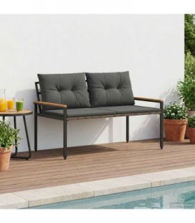 vidaXL Outdoor Bench 2 -Seater 116 x 67.5 x 72 cm Poly Rattan