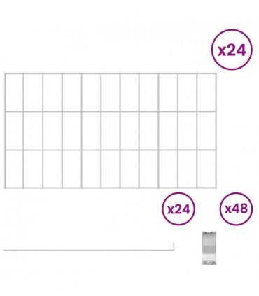 vidaXL Garden Fence with Stakes 24 pcs 55 x 30 cm Mesh Silver