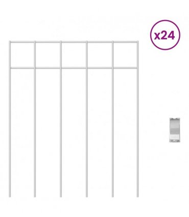 vidaXL Garden Fence Panel 24 pcs Galvanised Steel Silver