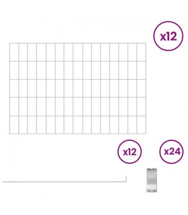 vidaXL Garden Fence with Stakes 12 pcs 75 x 50 cm Mesh Silver