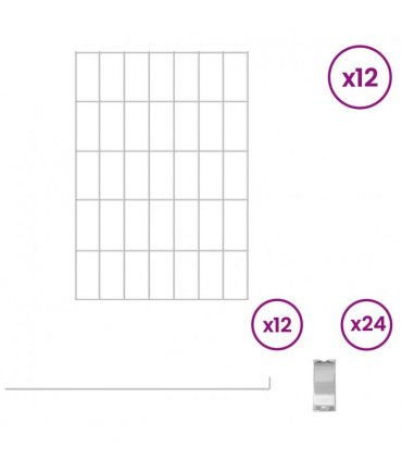 vidaXL Garden Fence with Stakes 12 pcs 35 x 50 cm Mesh Silver