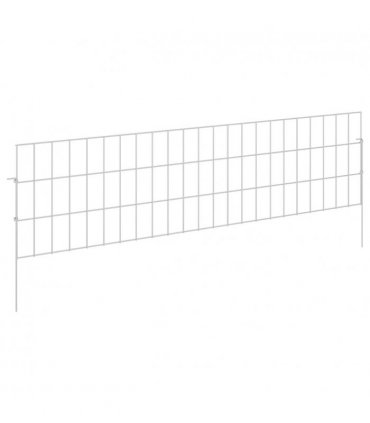 vidaXL Garden Fence with Stakes 12 pcs 115 x 30 cm Mesh Silver