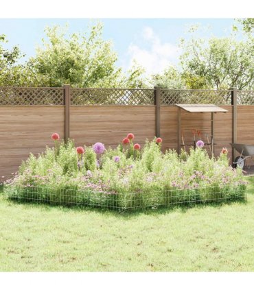 vidaXL Garden Fence with Stakes 12 pcs 115 x 30 cm Mesh Silver