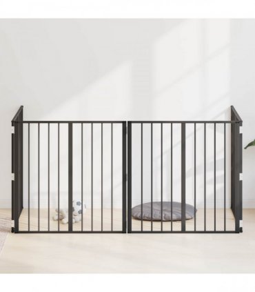 vidaXL Dog Gate 4 pcs Black 80 x 80 cm Galvanised Steel