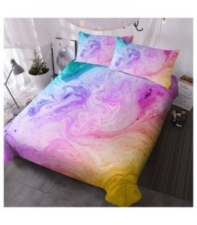 Girly Duvet Cover Rainbow Glitter Ombre Bedding Sets 3 Pcs Chic Unicorn Pink Purple Blue Green Pastel Bed Spreads Sparkle Quilt Cover Set with 2 Pillow Shams (Double)