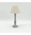AcaciaHome Stylish & Elegant Tall Wooden Multicoloured Washed 38cm Table Lamp with Taupe Linen Shade – Energy-Efficient E27 Bulb with Shabby Chic Lighting for Bedroom, Living Room & Office