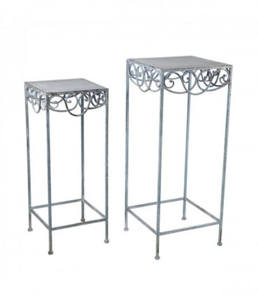 66CM CREAM METAL SET 2 PLANT STAND