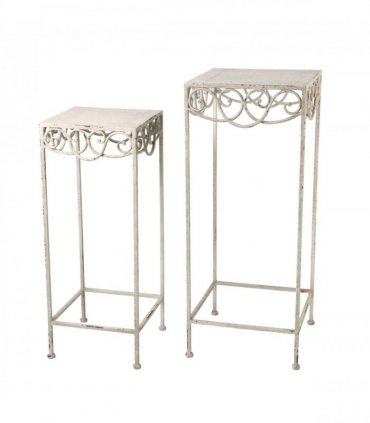 66CM CREAM METAL SET 2 PLANT STAND