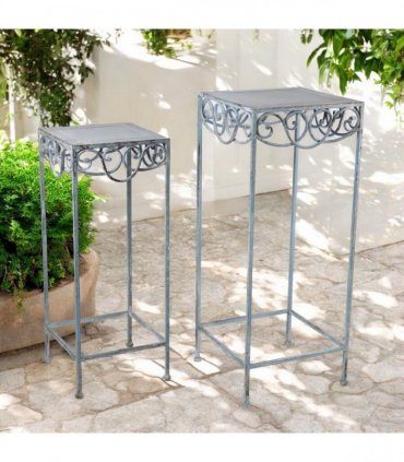 66CM CREAM METAL SET 2 PLANT STAND